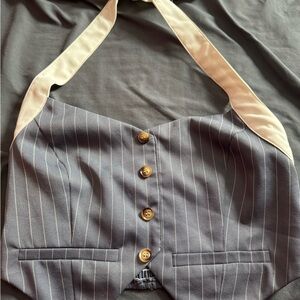 SHEIN Gray Pinstripe Halter Vest